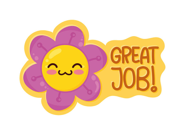 great job flower positive sticker - Vector, Image