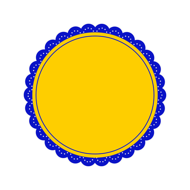 Žlutá a modrá vinobraní odznak pečeť ploché ilustrace - Vektor, obrázek