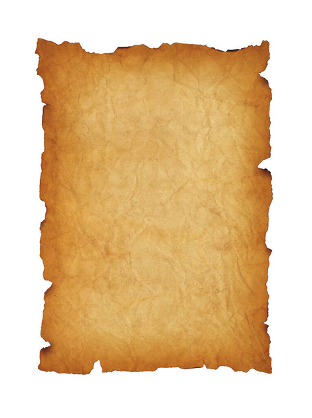 Old mediaeval paper sheet. Parchment scroll isolated on white background - Foto, Imagen