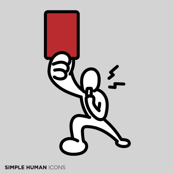 Egyszerű emberi ikon sorozat "Vörös kártyák jel piros kártyák" - Vektor, kép