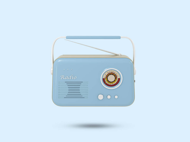 Vieille icône radio 3D. Symbole 3D radio vintage. Illustration radio rétro. Illustration rendu 3D. - Photo, image