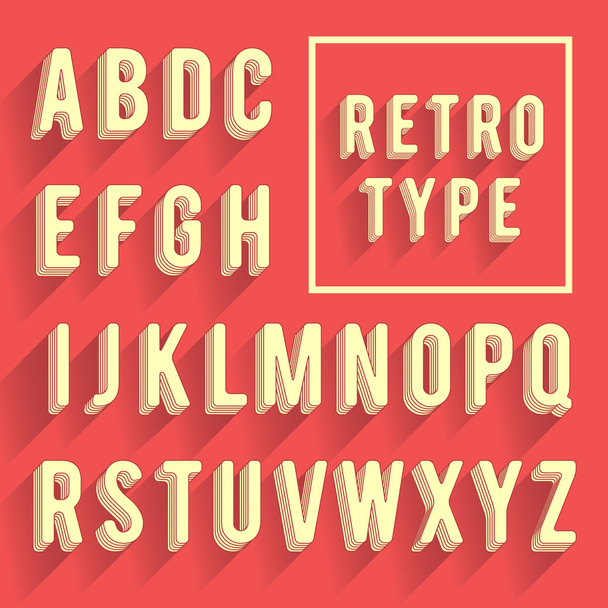 Retro poster alphabet. Retro font with shadow. Latin alphabet le - Vector, Image