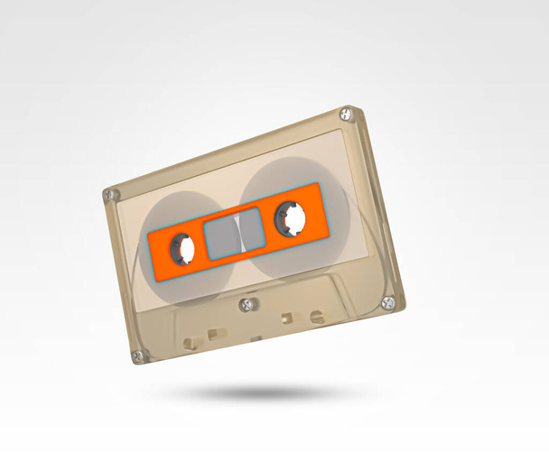 Oude retro vintage audio muziek cassette tape. Retro muziek audio cassette, jaren 80. 3D Afgebeelde illustratie. - Foto, afbeelding
