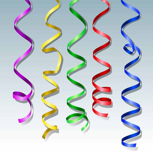 Colorful confetti ribbon serpentine set - Vector, Image