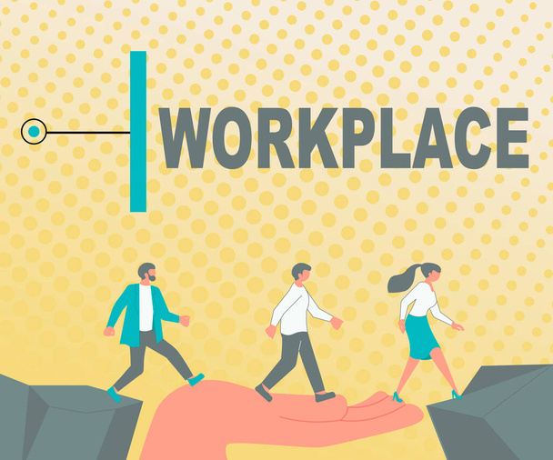 Inspiraatio osoittaa merkki Workplace, Concept merkitys alue, josta löydät kiireinen näyttämällä tekevät työnsä tilauksia kollegat ylitys esteet käsi silta esittäminen Tiimityö Yhteistyö. - Valokuva, kuva