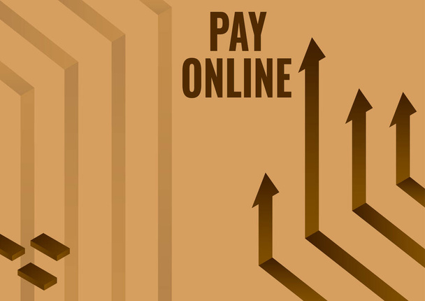Käsin kirjoittaminen merkki Pay Online, Käsitteellinen kuva ostaa tuotteita tai palvelua luottokortilla tahansa verkkosivuilla Nuoli järjestelmä osoittaa ylöspäin symboloi onnistuneen projektin loppuun. - Valokuva, kuva