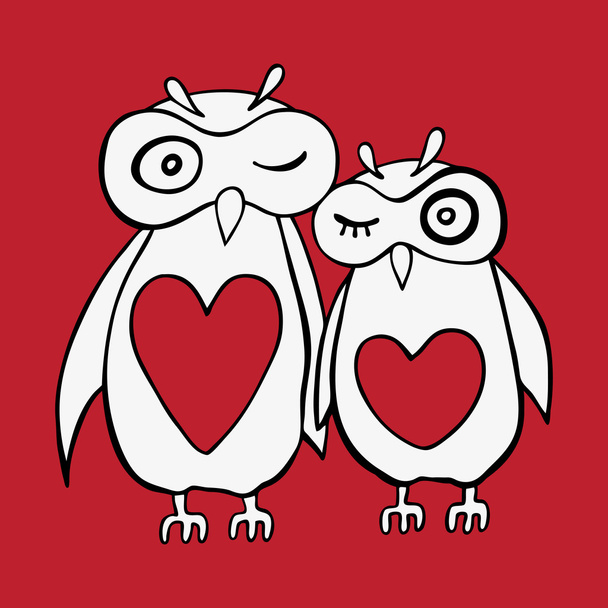 Two cute decorative owls. - Vector, Image