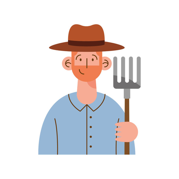 農家の男性プロ労働者のキャラクター - ベクター画像