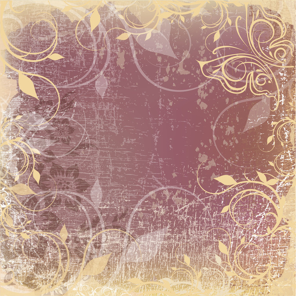 grunge background with floral pattern - Vecteur, image