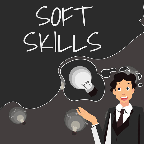 Soft Skills, Business idea personal nitelik sunan metin başlığı, yenilikçi fikirler sunan ve başarılı proje tamamlanmasını sağlayan diğer insanlarla etkili etkileşimi sağlar. - Fotoğraf, Görsel