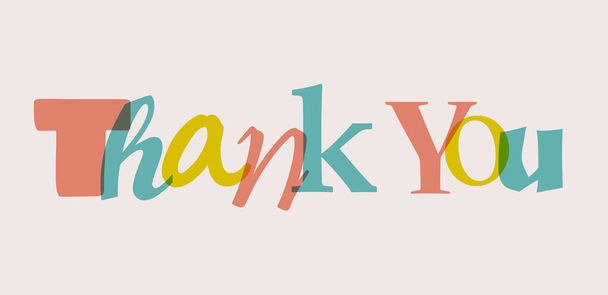 A "köszönöm" szót. Vektoros banner szöveges színes szivárvánnyal retro stílusban. - Vektor, kép