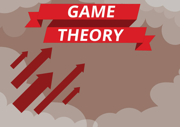Теория игр, концептуальная фотоветвь математики, связанная с анализом стратегий Стрелки быстро движутся к небу в окружении облаков достижения целей - Фото, изображение