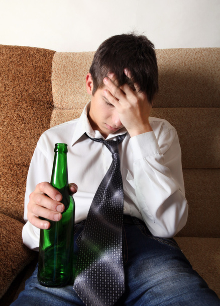 Sad Teenager in Alcohol addiction - Фото, изображение