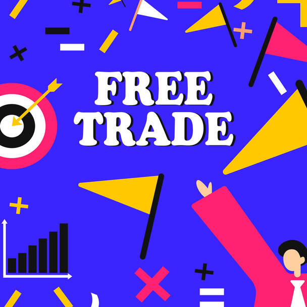Légende du texte présentant le libre-échange, concept signifiant la capacité d'acheter et de vendre selon vos propres termes et moyens.. - Photo, image