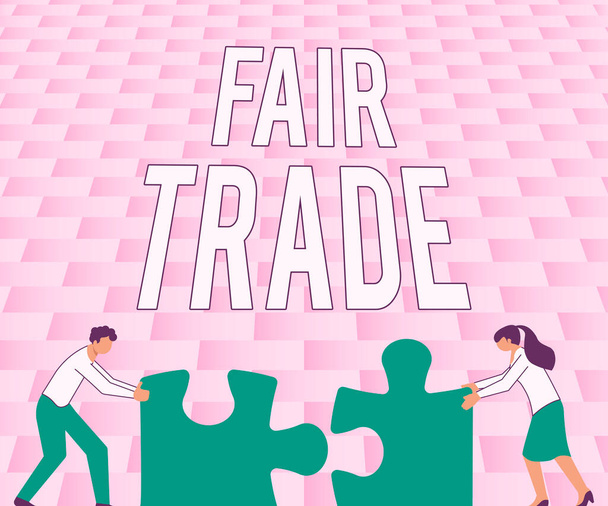 Τίτλος κειμένου που παρουσιάζει Fair Trade, Έννοια που σημαίνει Μικρή αύξηση από έναν κατασκευαστή ό, τι καταβάλλεται σε έναν παραγωγό Συνεργάτες Κουνώντας Υπογραφή Σύμβασης Ξεκλειδώνοντας νέες ιδέες και ευκαιρίες - Φωτογραφία, εικόνα