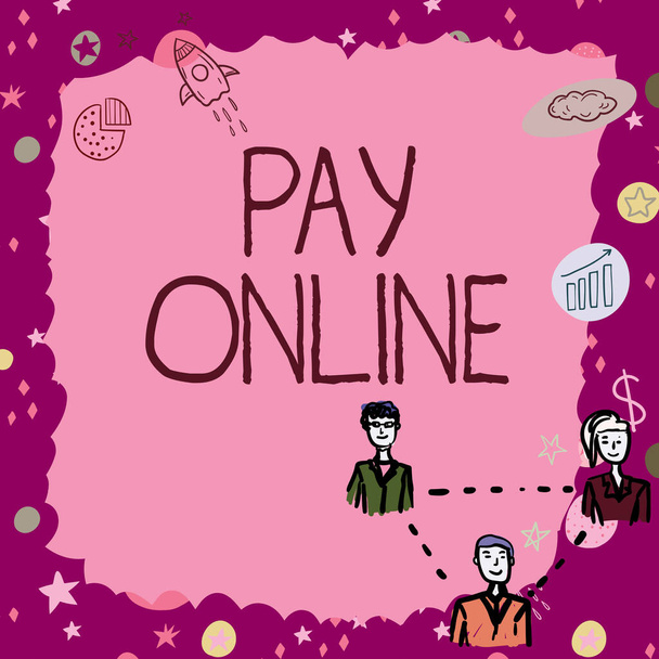 Inspiráció mutató jel Pay Online, Koncepció jelentése vásárolni termékek vagy szolgáltatás hitelkártyával bármely honlapon Blank frame képviseli vállalati alkalmazottak bemutató üzleti feltételek. - Fotó, kép