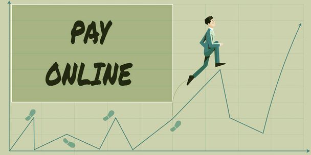 El yazısı işareti Pay Online, Business idea buy product or service herhangi bir web sitesi kullanıcısının yükselen büyüme grafiği ile proje başarısını temsil ediyor.. - Fotoğraf, Görsel