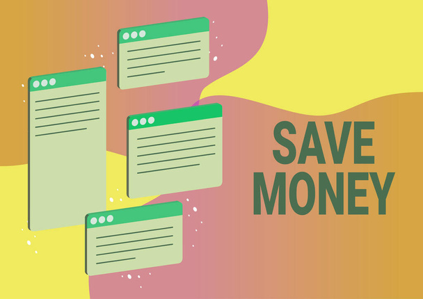 Bildunterschrift: Sparen Sie Geld, speichern Sie einen Teil Ihres Geldes jeden Monat, um es später zu verwenden.. - Foto, Bild