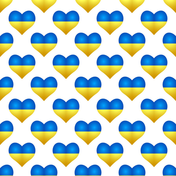 Seamless pattern of Ukraine heart badges - Vektor, Bild