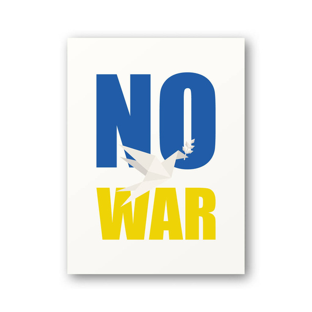 No War in Ukraine. Symbol of Peace, Support Ukraine. No War Sign. Vector Illustration. Slogan, Call for Peace and Support for Ukraine. Stop War. Tshirt, Plackard Print. - Vector, Imagen