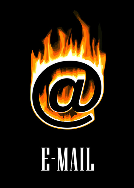E-mail icon going up in flames - Vector, Image