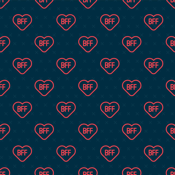 Red line BFF or best friends forever icon isolated seamless pattern on black background. Vector. - Vector, Image