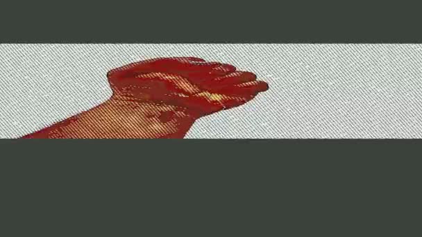 Сжатый кулак, высоко поднятый в анимации рисования рук протеста - Кадры, видео