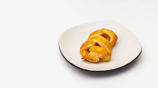 Apple braided strudel with copy space - Foto, Imagen