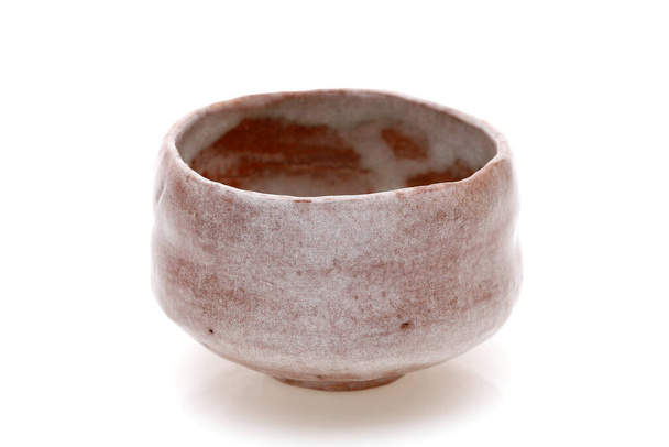Single tea bowl used in Japanese matcha tea ceremony on white background  - Photo, Image
