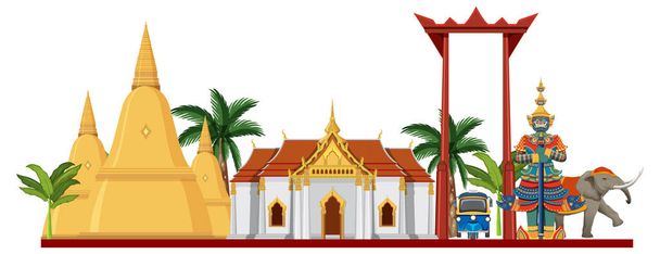 Bangkok Thailandia attrazione monumenti illustrazione - Vettoriali, immagini