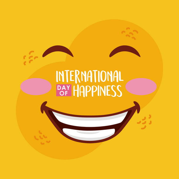 mezinárodní plakát den štěstí s emoji - Vektor, obrázek