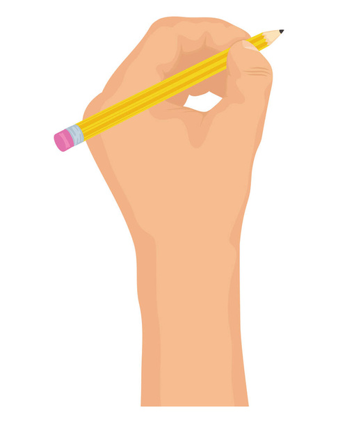 écriture main gauche avec crayon - Vecteur, image