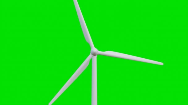 Вітрова турбіна крутиться, щоб генерувати електрику для домогосподарств на фоні зеленого екрану ключа хроми. Концепція чистої та сталої енергії. 4K кадри відео рух графічний
 - Кадри, відео