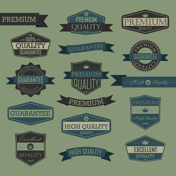 Набор винтажных этикеток качества печати
 - Вектор,изображение