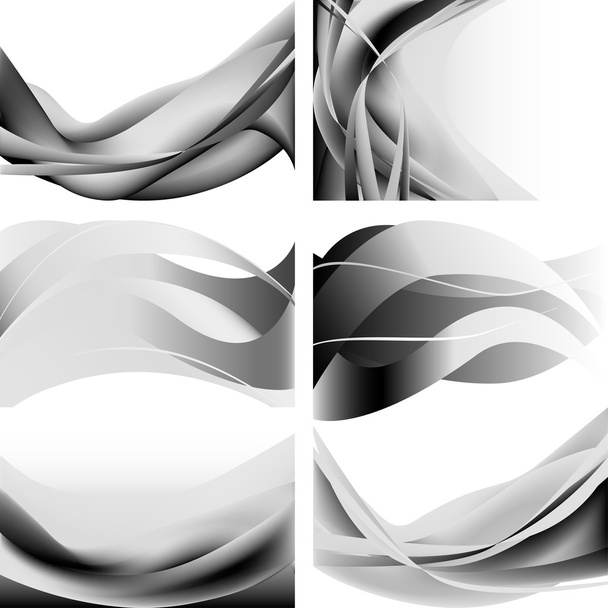 Серый абстрактный фон с волнами пламени изолированный набор
 - Вектор,изображение