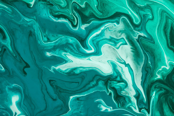 Αφηρημένη ρευστή τέχνη φόντο turquois, πράσινο χρώμα. Υγρό μάρμαρο. Ακρυλική ζωγραφική σε καμβά με κλίση. Αντιγραφή χώρου για κείμενο, σχέδιο έργο τέχνης. Ελαιογραφία υψηλής ανάλυσης υφή, φόντο - Φωτογραφία, εικόνα