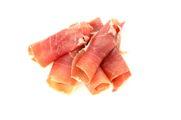 Delicious jamon meat isolated on white background - Photo, Image