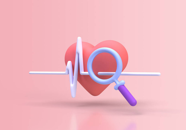 heart beat concept illustration Plantilla de página de aterrizaje para renderizado 3D de fondo - Foto, imagen