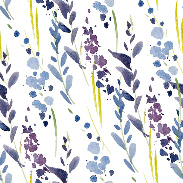Watercolor flowers pattern - Wektor, obraz