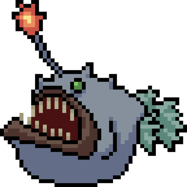 wektor pixel art Anglerfish izolowane kreskówka - Wektor, obraz