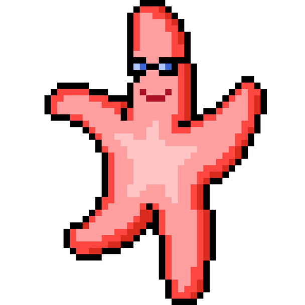 vector pixel art starfish dance isolated cartoon - ベクター画像
