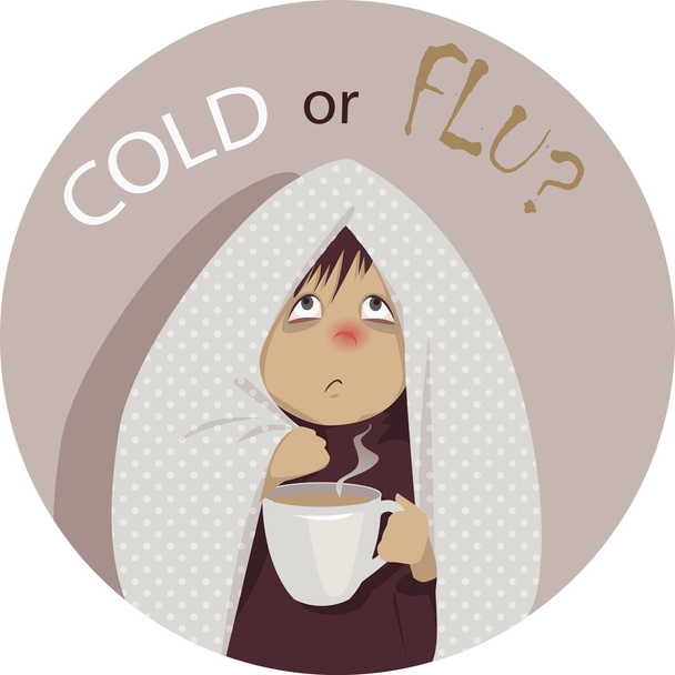 Gewone verkoudheid of griep? - Vector, afbeelding