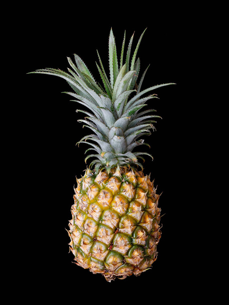 A closeup shot of a Pineapple (Ananas comosus) isolated on black background - Фото, зображення