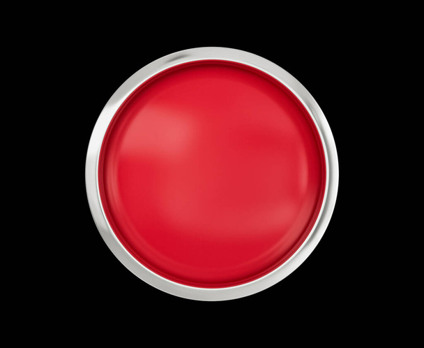 A 3d rendering of a red and silver blank application button icon - Photo, Image
