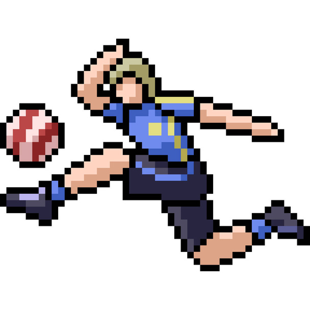 vektor pixel művészet fiú focizni elszigetelt rajzfilm - Vektor, kép
