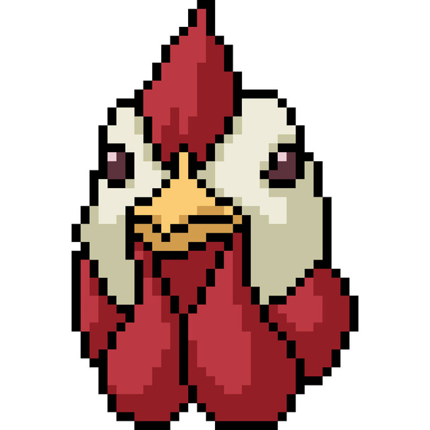 vector pixel art chicken isolated cartoon - Vetor, Imagem