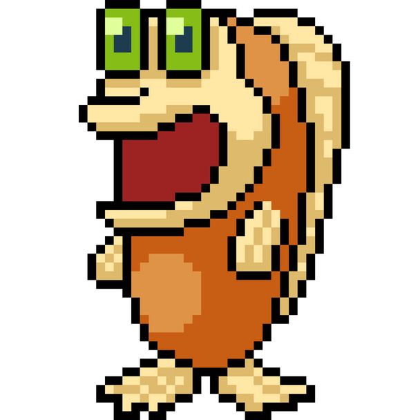 vector pixel art fish stand isolated cartoon - ベクター画像