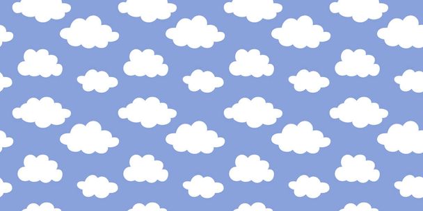 Witte wolken, blauwe lucht naadloze herhaling, vectorachtergrond - Vector, afbeelding
