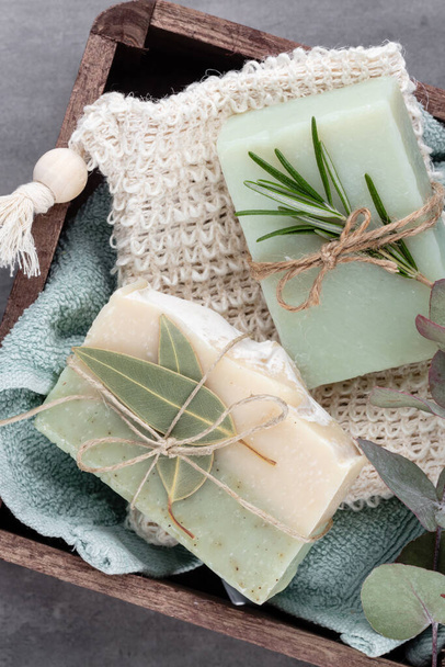 Natural handmade soap. Organic soap bars with plants extracts. - Foto, immagini