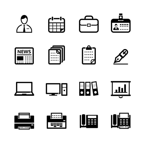 Obchodní a kancelářské ikony s bílým pozadím - Vektor, obrázek